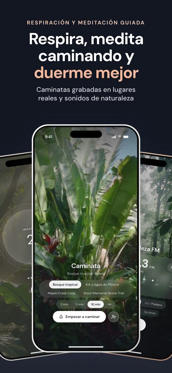Respiración, meditación y caminatas guiadas en la app Un Paso Más